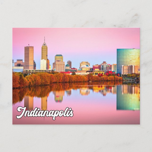 Sunset Over Beautiful Indianapolis, Indiana, USA Postcard (Front)