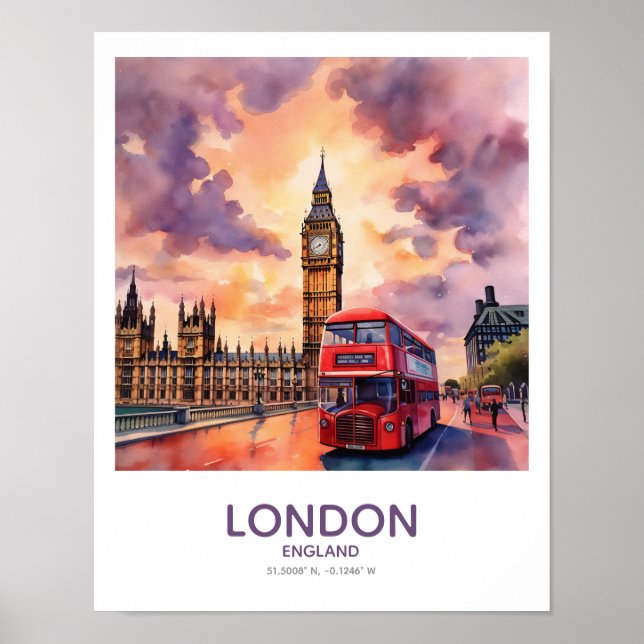 Sunset Over Big Ben - London, England Poster (Front)