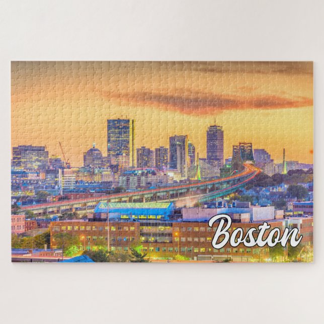 Sunset Over Boston, Massachusetts, USA Jigsaw Puzzle (Horizontal)