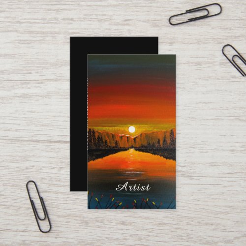 Sunset over Canyon Lake Painting by Alfred Fox Business Card