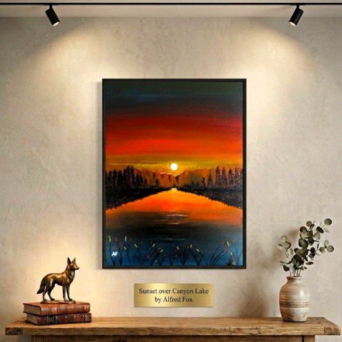 Sunset over Canyon Lake Painting by Alfred Fox Canvas Print