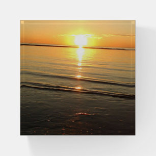 Sunset over Cape Cod Sandy Beach Paperweight