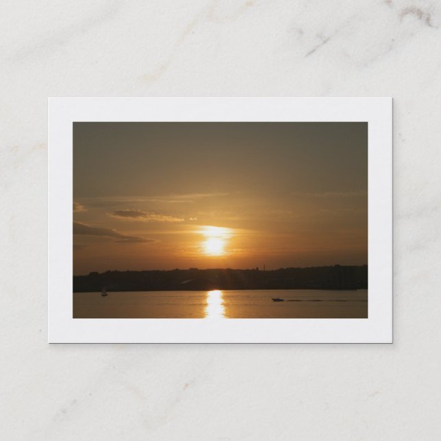 Sunset over Cardiff Bay (Bordered) Business Card (Front)