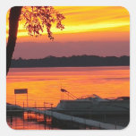 Sunset over Castlerock Lake Square Sticker