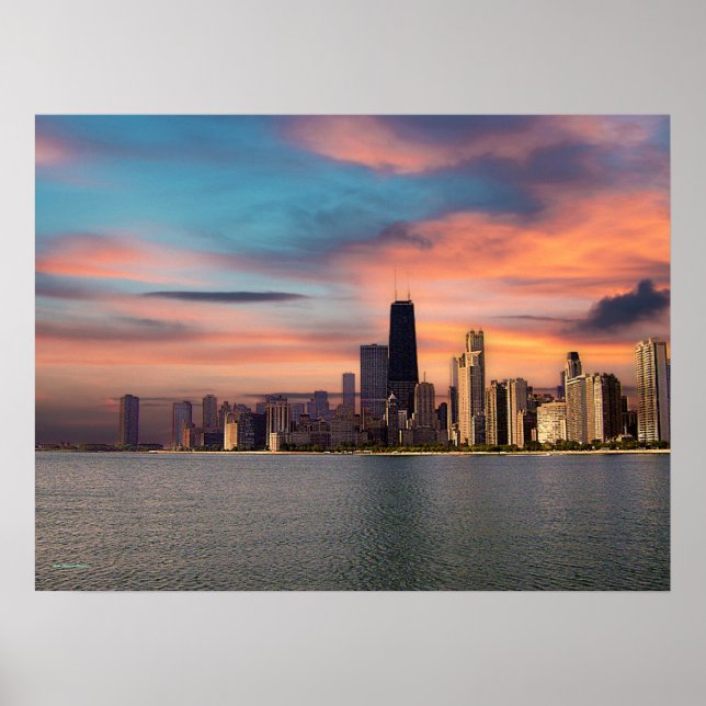 Sunset Over Chicago Poster (Front)