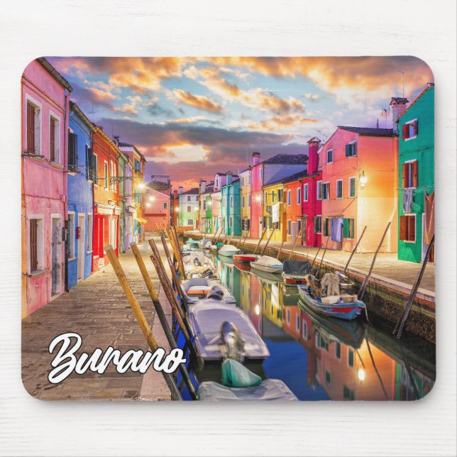 Sunset Over City Of Burano, Italy Mouse Pad (Front)