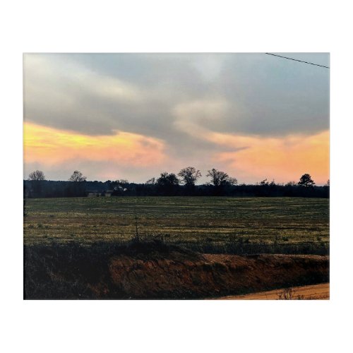 Sunset Over Countryside Field Acrylic Print