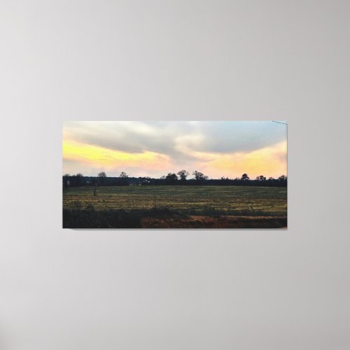 Sunset Over Countryside Field Canvas Print