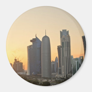 Sunset over Doha, Qatar round magnet