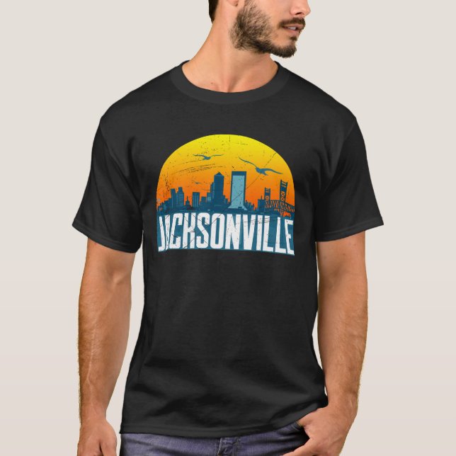 Sunset over Downtown Jacksonville Florida T-Shirt (Front)