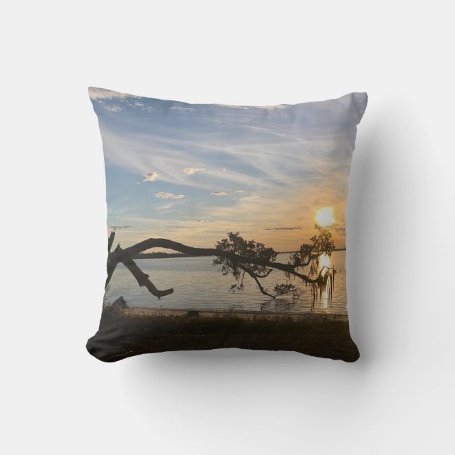Sunset Over East Bay Throw Pillow (Front)