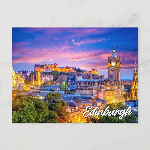 Sunset Over Edinburgh Scotland Postcard