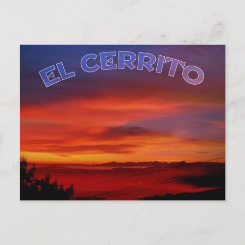 Sunset over El Cerrito California _ postcard