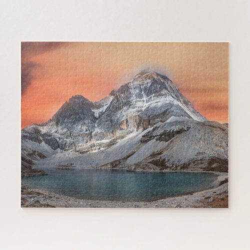 Sunset Over Five Colour Lake Yading National Park Jigsaw Puzzle