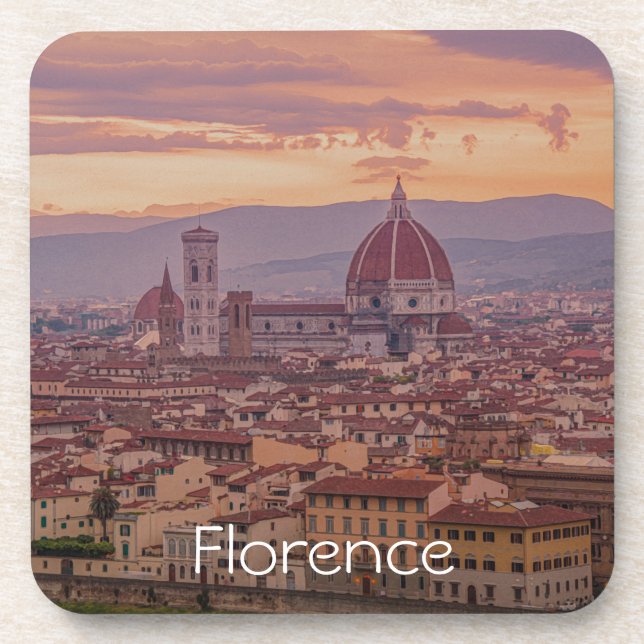Sunset over Florence, Italy Beverage Coaster (Front)