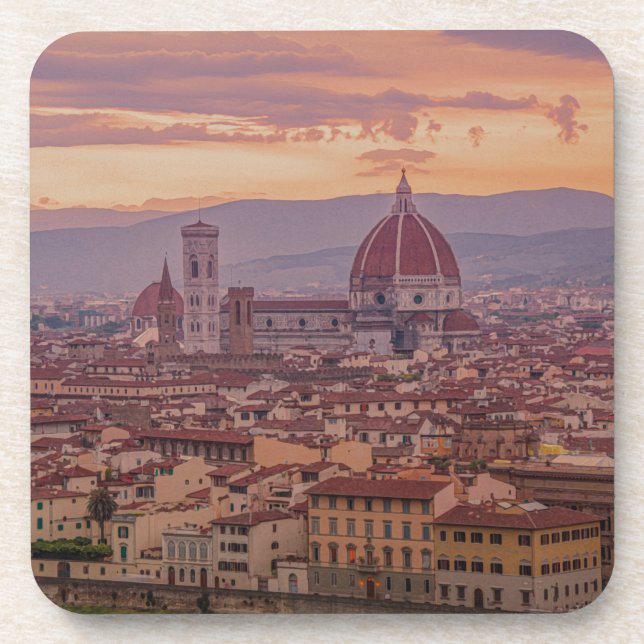 Sunset over Florence, Italy Beverage Coaster (Front)