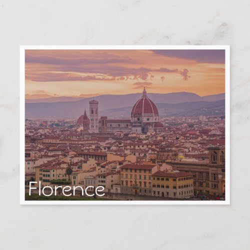Sunset over Florence Italy Holiday Postcard