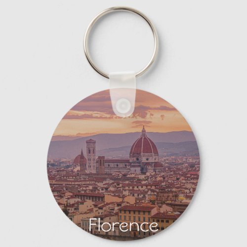 Sunset over Florence Italy Keychain
