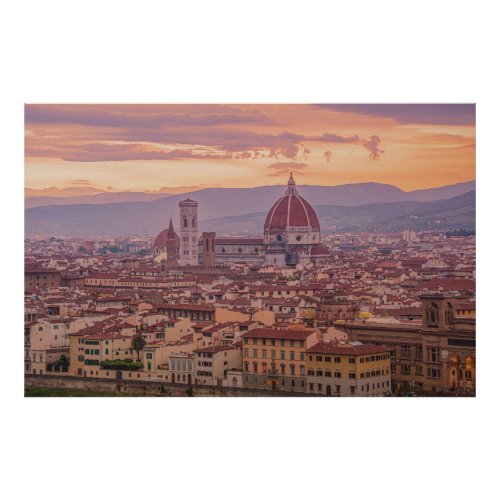 Sunset over Florence Italy Photo Print