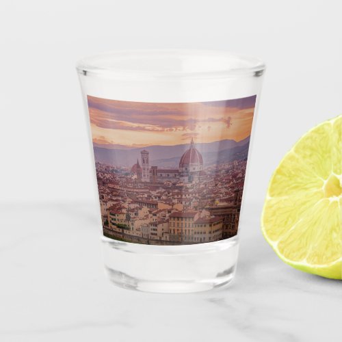 Sunset over Florence Italy Shot Glass
