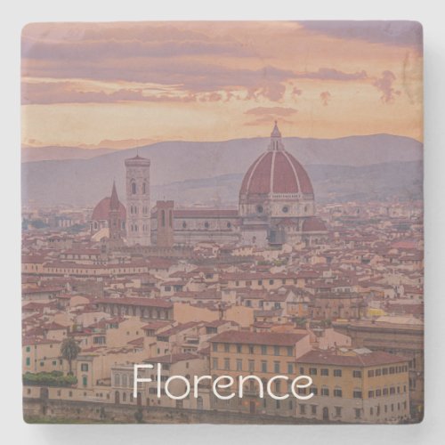 Sunset over Florence Italy Stone Coaster