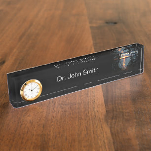 Sunset Over Forest Lake Desk Name Plate