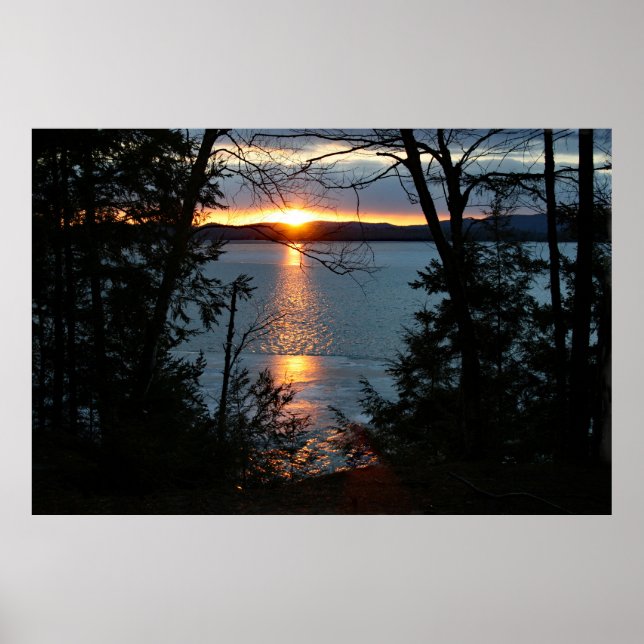 Sunset Over Forest Lake Poster (Front)