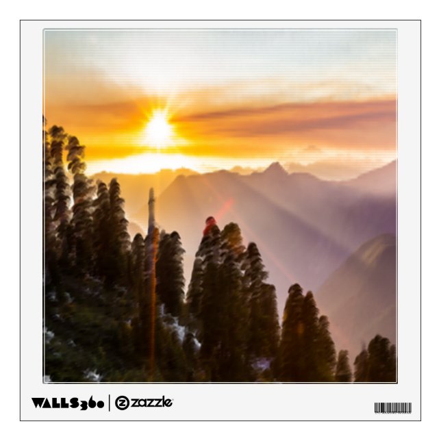 Sunset over forest wall decal (Front)