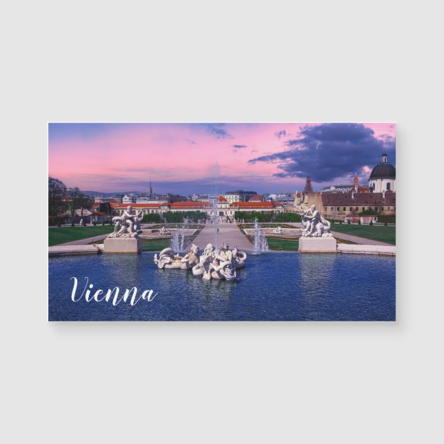 Sunset over fountain in Vienna (Front)