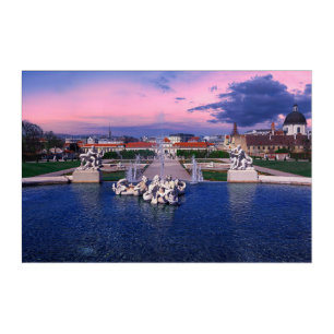 Sunset over fountain in Vienna Acrylic Print