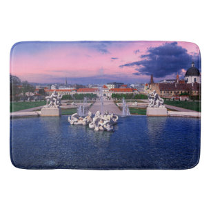 Sunset over fountain in Vienna Bath Mat