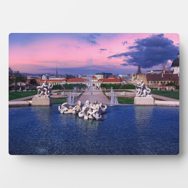 Sunset over fountain in Vienna Plaque (Front)