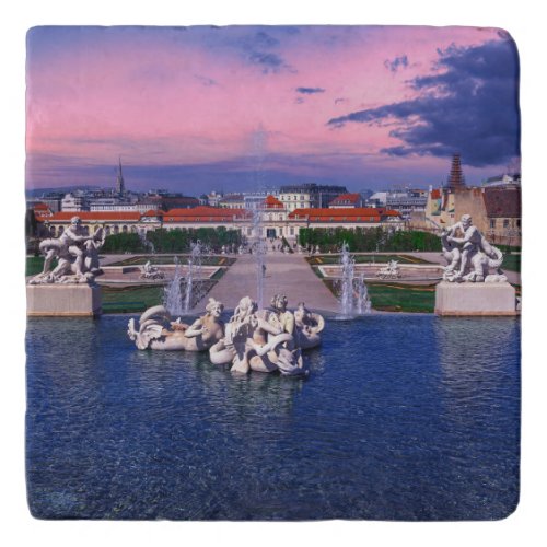 Sunset over fountain in Vienna Trivet