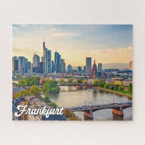 Sunset Over Frankfurt Germany Jigsaw Puzzle