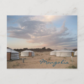 Sunset over ger camp in Mongolia Postcard