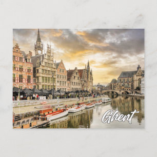 Sunset Over Ghent, Belgium Postcard