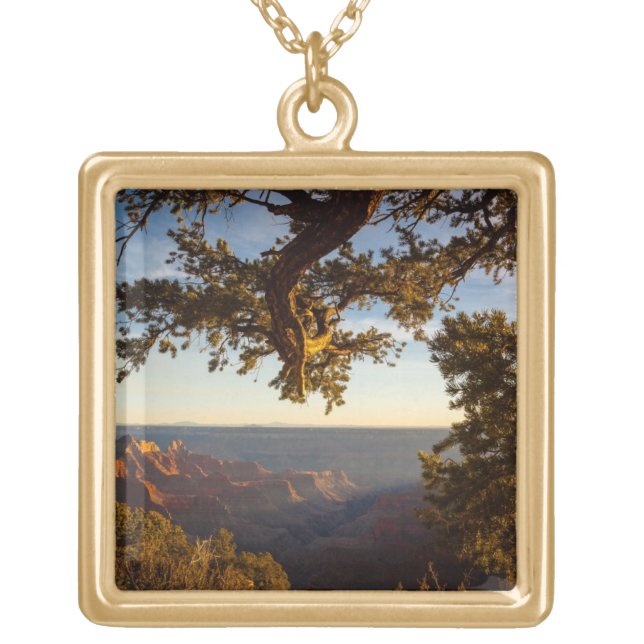 Sunset over Grand Canyon Gold Plated Necklace (Front)