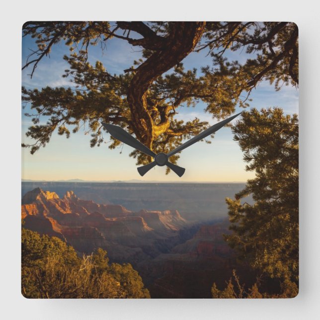 Sunset over Grand Canyon Square Wall Clock (Front)