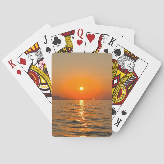 Sunset over Greece sea Poker Cards (Back)