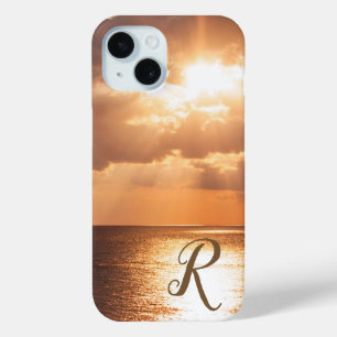 Sunset Over Gulf of Mexico Personal Monogram iPhone 15 Case