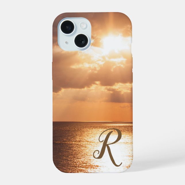Sunset Over Gulf of Mexico Personal Monogram Iphone Case (Back)