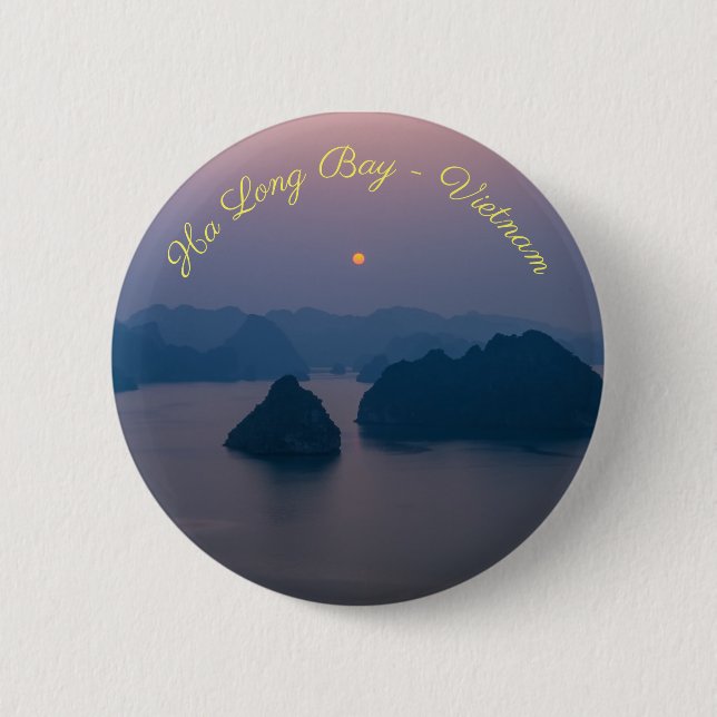 Sunset over Halong Bay - Vietnam, Asia Button (Front)