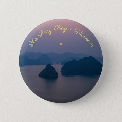 Sunset over Halong Bay _ Vietnam Asia Button