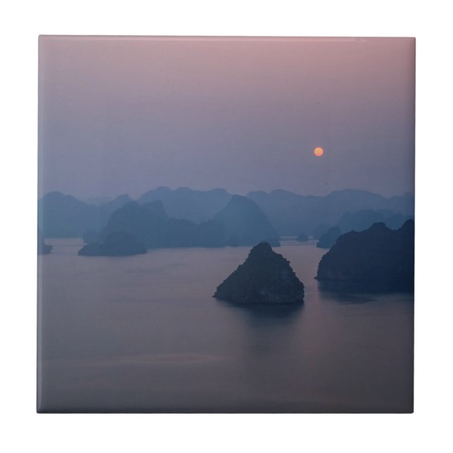 Sunset over Halong Bay - Vietnam, Asia Ceramic Tile (Front)