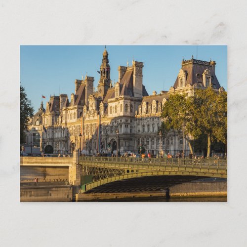 Sunset over Hotel de Ville in Paris France Postcard