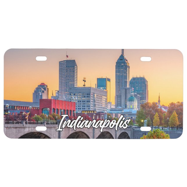 Sunset Over Indianapolis, Indiana, USA License Plate (Front)