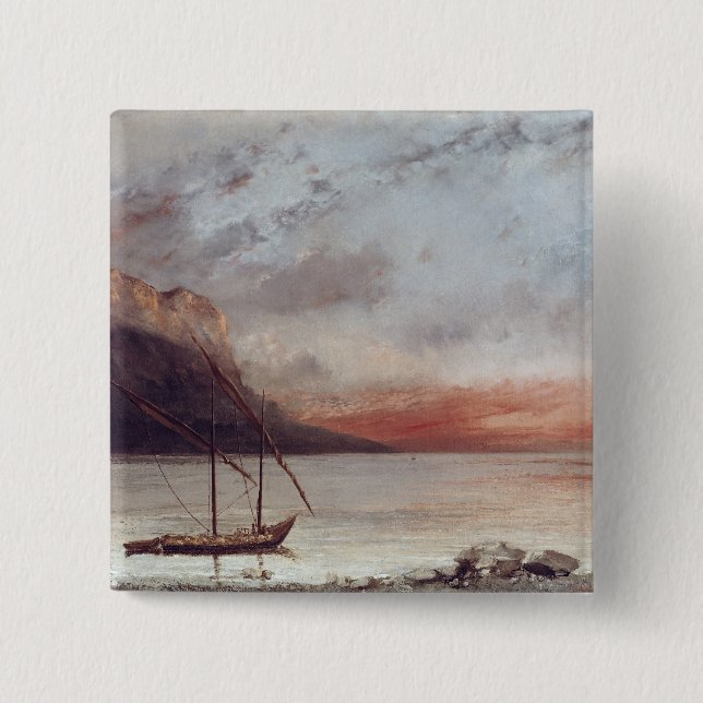 Sunset over Lake Leman, 1874 Pinback Button (Front)
