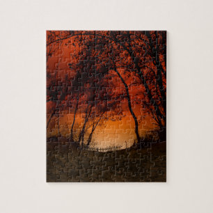Sunset over Lake Michigan dunes Jigsaw Puzzle
