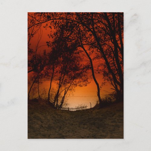 Sunset over Lake Michigan dunes Postcard