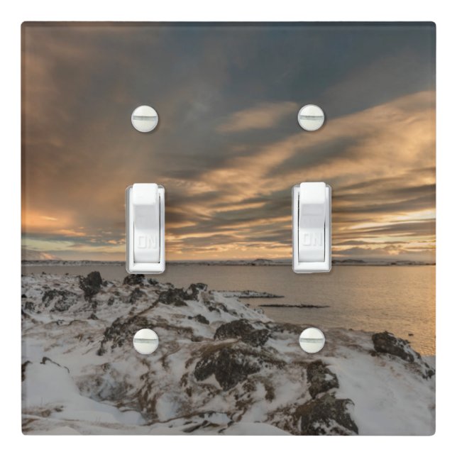 Sunset over lake Myvatn, Iceland Light Switch Cover (In Situ)